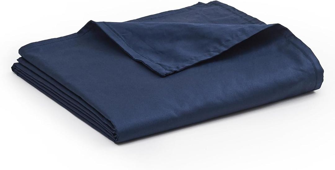 YnM Exclusive Cotton Duvet Cover for Weighted Blankets with 16 Strings (Navy, 48"x72")