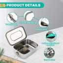 LEEPENK Stainless Steel Bento Box (40oz) with 6oz Condiment Container for Women, Leak Proof Metal Lunch Container with 3 Compartments, Metal Food Storage Lunch box for Work, Travel, Adults