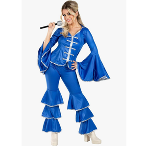 fun shack 70 Disco Costume for Women Blue Flares, Disco Queen Jumpsuit, Retro Dance Outfit for Parties M fun shack 70 Disco Costume for Women Blue Flares, Disco Queen Jumpsuit, Retro Dance Outfit for Parties M