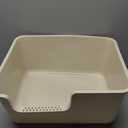 Extra Large High Sided Cat Litter Box - 24.8" L x 11.4" W x 13.0" H, XL Jumbo Kitty Litter Box for Big Indoor Cats, Tool-Free Assembly (Beige)