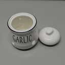 HAOTOP Garlic Keeper with Lid, Ceramic Mini Garlic Container Saver for Countertop, Keep Your Garlic Cloves Fresh (White)