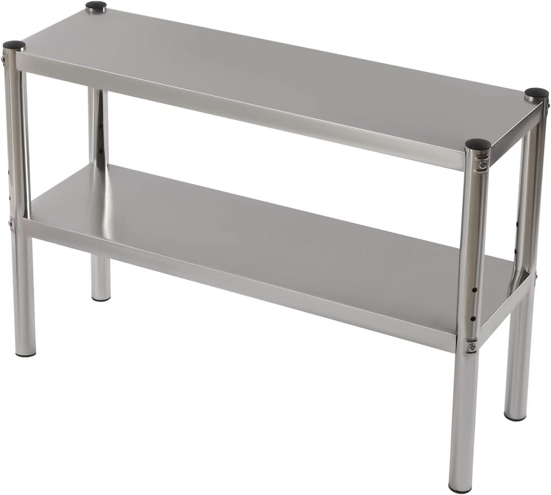TFCFL Double Overshelf,Double Tier Stainless Steel Overshelf,Height Adjustable Overshelf for Prep & Work Table for Kitchen Restaurant Home,Silver (36x12x24inch)