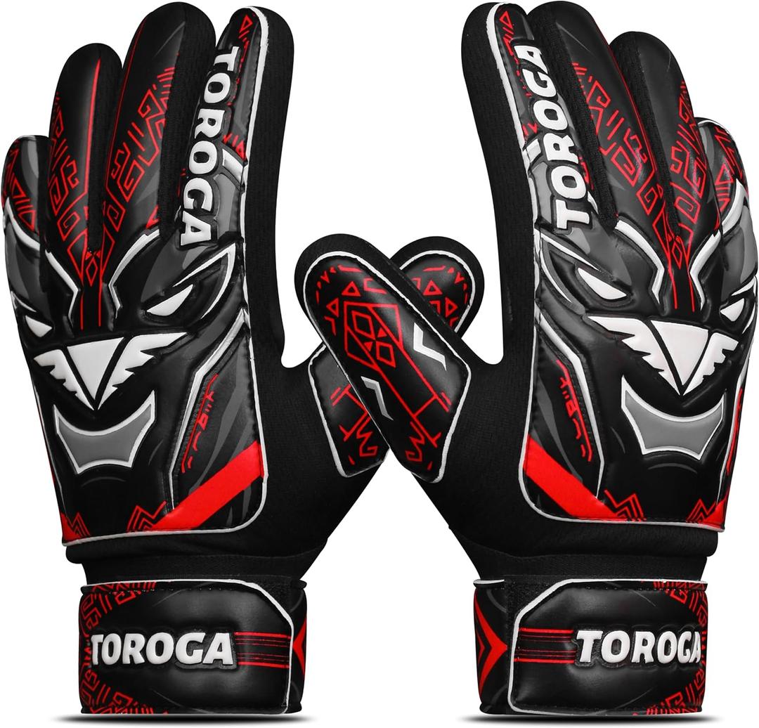 Goalkeeper Gloves for Kids & Youth  Soccer Goalie Gloves, Strong Latex Grip, Double Wrist Support & Breathable Mesh  Boys Football Gloves (7, Red)