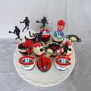 2 x Gyufise 24Pcs Lacrosse Cupcake Toppers Glitter Lacrosse Party Decorations for boys Lacrosse Player Cupcake Picks for Lacrosse Sport Baby Shower Birthday Party Cake Decorations Multi