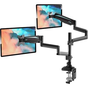 EUREKA ERGONOMIC Dual Monitor Stand, Fully Adjustable Gas Spring Double Monitor Arms for PC Computer Screen 13 to 32 inch up to 17.6 LBS W VESA 75x75mm,100x100mm C Clamp Grommet Base, Black