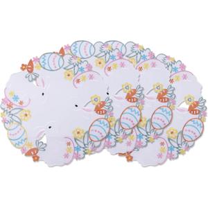 4PCS Easter Placemats,Cute Placemats,Easter Table Runner,15 Inch Round Place Mats,Centerpiece Table Decorations,Embroidered Place Mats for Home Dining Holiday Kitchen Spring Table Decoration