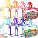 8 Packs 8 Colors Large Toy Storage Bags with Zipper and Labels, Clear PVC Waterproof Toy Organizers Bags for Board Games, Puzzles Pieces, Building Blocks, Handmade Accessories, Kid Books