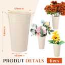 Chumia Flowers Buckets - 6 Pcs Galvanized Metal Vases DIY Bloom Bar Supplies Wedding Party Centerpiece Bridal Bouquet Pail with Handle Rustic French Tin Planter Floral Buckets(White,9.8 Inch)