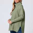 ANRABESS Women's Oversized Turtleneck Batwing Sleeve Spilt Casual Loose Knit Tunic Pullover Sweater Tops 2025 Fall Outfits (Gray, XS)