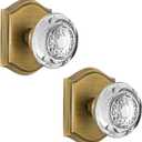 2 Pack Crystal Glass Dummy Door Knob, Hall and Closet Dummy Door Knob Non-Turning Single Side, Antique Brass
