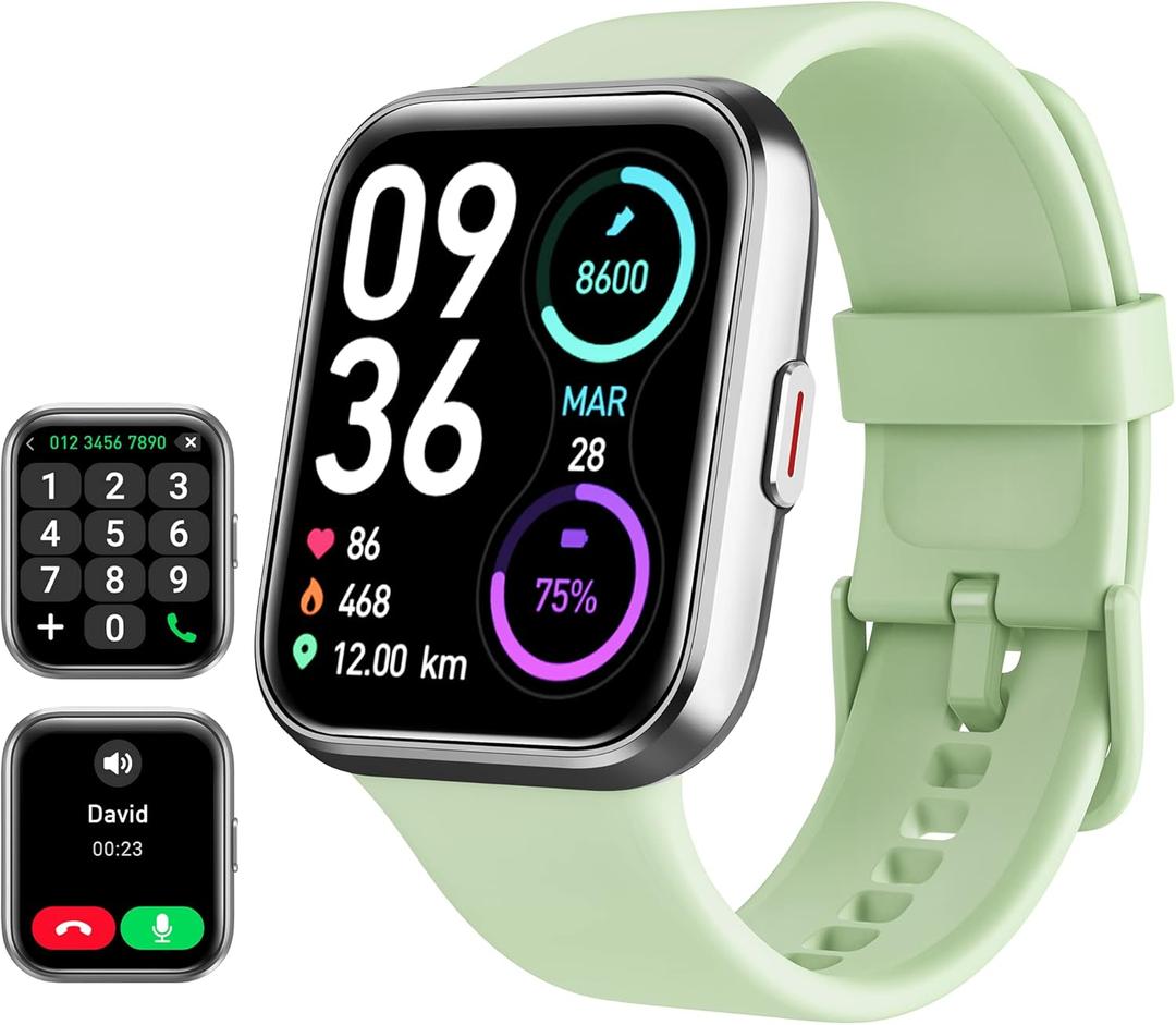 Tensky Smart Watch for Men Women(Call Receive/Dial), Alexa Built-in, 1.8" Touch Screen Fitness Tracker with Heart Rate Sleep Tracking, 100 Sports Modes, 5ATM Waterproof Smartwatch for Android iPhone (Green)