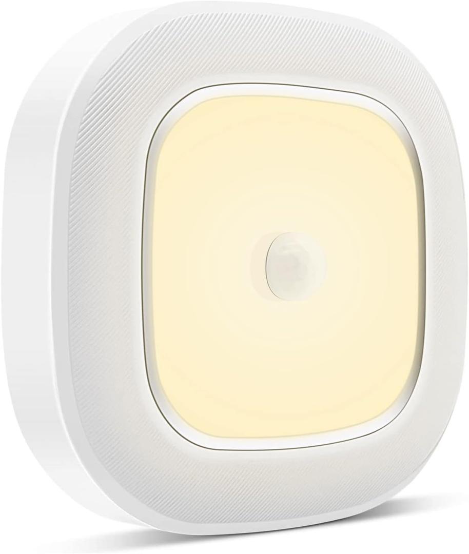 Motion Sensor Battery Operated Lights For Closet, Indoor Wireless Activated LED Ceiling Light Battery Powered 300LM for Stair Kitchen Porch Bathroom Hallway Bedroom Garage, Warm Step Light