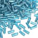 Uxcell 1200Pcs Glass Bugle Beads, 6x1.7mm Tube Mini Loose Glass Seed Spacer Bead for DIY Earrings Necklaces Bracelets Jewelry Making (Sky Blue)