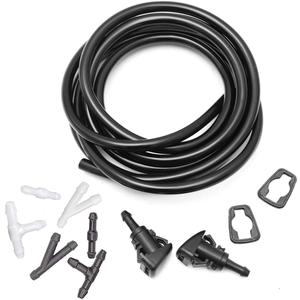 4805742AC Windshield Washer Nozzles Kit for 09-24 Dodge RAM 1500-5500 Jeep Patriot Compass Replaces OEM # 4805742AB, 5116079AA Wiper Spray Washer Jet with 3-meter Fluid Hose and 6 Connectors