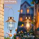 pearlstar 2 Pack Solar Lantern Outdoor Hanging Light Waterproof Metal Solar Lamp for Yard Garden Pathway Patio Porch Decor(Copper)