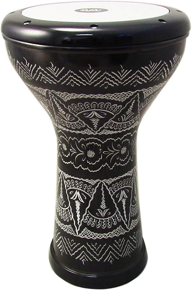 The 17'' Wave Zaza Percussion Egyptian Style Darbuka Doumbek (Black - Engraved)