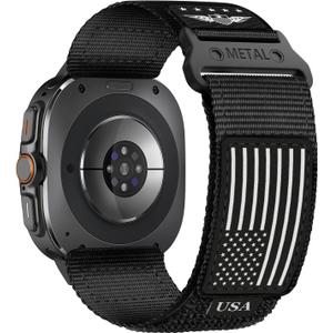 Rugged Nylon Band for Galaxy Watch Ultra Bands 47mm (2025/2024) for Men Women,One Click No Gap Fabric Woven Wristbands Adjustable Sport Strap for Samsung Galaxy Watch Ultra Band 47 mm for Man,L