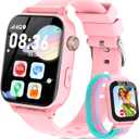 4G Kids Smart Watch with GPS Tracker, Video Call & Texting, Smart Watch for Kids with SIM Card, SOS, School Mode, HD Camera, Pedometer, Kid Watch Gift for Boys Girls Age 4-12, Pink