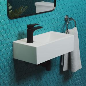 Voltaire 19.5 x 10 Rectangular Ceramic Wall Hung Sink with Left Side Faucet Mount, 19.7 x 10.25 x 5.3 inches