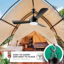 Small Ceiling Fans with Lights,28" Plug in Ceiling Fan Light,LED Fan Light Hanging with Hook,Portable Ceiling Fan,35W,3000-6500k,Remote Control,Hook Type Fan for Camping Bed,Patios(Black)
