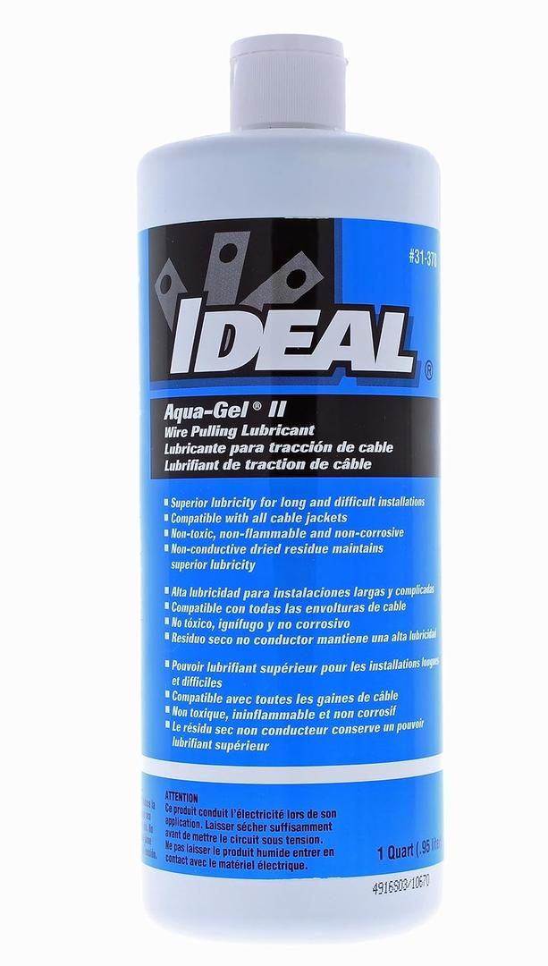 IDEAL Electrical 31-378 Aqua-Gel II Electrical Pulling Lubricant - 1-Quart Squeeze Bottle, Blue, 32 Fl Oz (Pack of 1)
