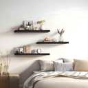24 Inch Brown Wood Floating Shelves for Wall Rustic Wall Shelf for Bedroom Living Room Set of 4, 24Incn