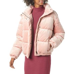 Amazon Essentials Women's Relaxed-Fit Mock-Neck Short Puffer Jacket  (Previously Daily Ritual) (4X, Dusty Pink)