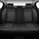 Leather Car Seat Covers,Full Coverage Seat Covers Full Set with Fix Lumber Support,Universal Automotive Seat Covers for Cars,SUVs,Trucks and Sedans (Black&Pink, Full Set)