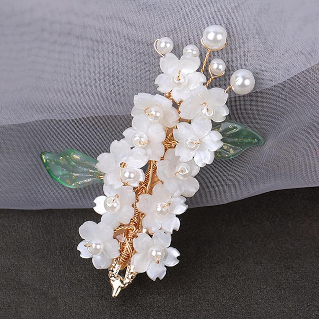 Ladies Hairpins Hair Clip Tiaras For Women Flower Leaf Shaped Pearl Bride Headpiece Chinese Girls Hanfu Hair Accessoreis Jewelry (Color : 1)