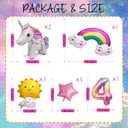 Unicorn Balloon Set for Girls 4th Birthday, Self-Standing Unicorns with Rainbow, Sun and Stars, Big Number 4 Foil Balloon Party Decorations and Photo Backdrop