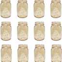 Fun Express Gold Mason Jars 12 Pack - Premium Glass Mason Jar Set for Wedding Centerpieces, Table Decorations & Party Events | Decorative Vintage-Style Vases for Flowers, Home Decor & DIY Projects