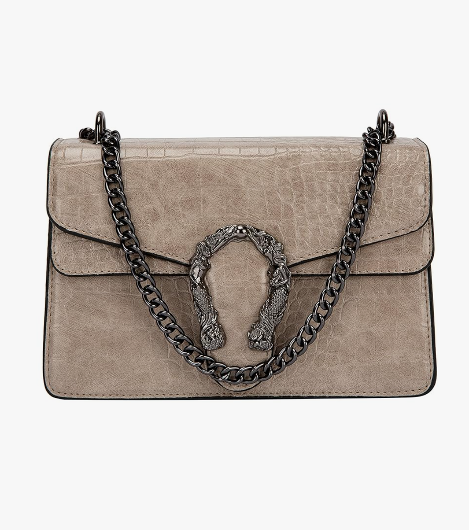 Aiqudou Crossbody Bag and Satchel Purse for Women - Fashion Snake Print Chain Purse Luxury PU Leather HandBag