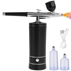 Airbrush, Upgraded Airbrush Kit with Compressor&rRechargeable Portable Cordless Air Brush Nail Machine, Airbrush Gun Set for Nail Art, Cake Decor, Makeup, Barber, Model Painting (Black)