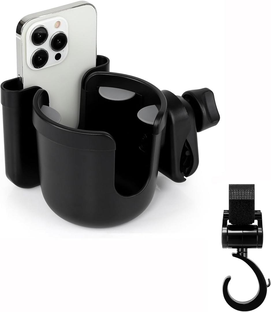 Accmor 2-in-1 Walker Cup Phone Holder with Hook Set, Wheelchair Cup Holder, Rollator Cup Holder, Cup Phone Holder for Walker, Wheelchair, Rollator, Mobility Scooter