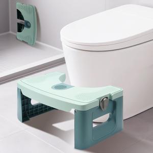 Wayona Foldable Toilet Stool for Adult 7 inch, Wide Squatting Potty with Freshener Space, Plastic Folding Pooping Stool, Collapsible Poop Foot Step Stool Bathroom Toilet Assistance Steps, Blue