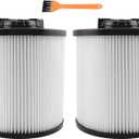 2 Pack DXVC6910 Vacuum Filter Compatible with Dewalt Shop Vac 6 to 16 Gallon, Replacement Cartridge Filters Fit Wet/Dry Vac DXV06P DXV09P DXV10P DXV10PL DXV10SA DXV12P DXV14P DXV16P