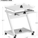 sogesfurniture Mobile Compact Computer Desk Cart for Small Spaces, Portable Computer Desk, Small Rolling Work Workstation for Home and Office with Printer Shelf, Keyboard Drawers,White