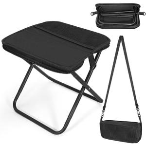 Pocket Chair, Folding Camp Stool for Adults, Portable Lightweight Small Foldable Camping Chair, Mini Seat Travel Fishing Stool Compact Folding Footrest with Carry Pouch&Strap Silla plegable porttil