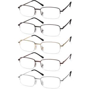 NOVIVON Pack Reading Glasses Men/Women, Eyeglasses, Blue Light Readers for Men/Women, Computer Eye Glasses, Cheaters (Gunmetal*2, Gold, Silver, Brown)