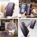 Defencase Compatible with Samsung Galaxy S23 Case Wallet with RFID Blocking Card Holder for Women Men, Soft PU Leather Magnetic Snap Flip Zipper Strap Wallet Phone Case Fit for Galaxy S23 6.1", Purple