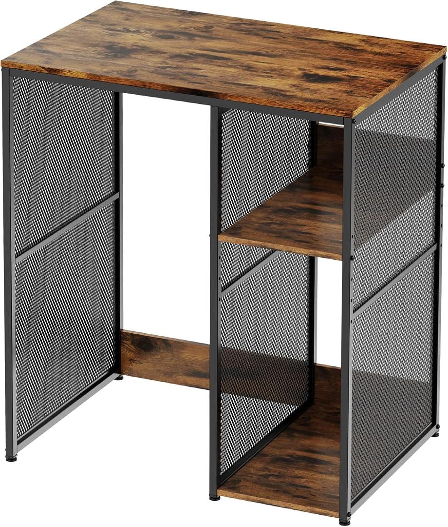 3-Tier Mini Fridge Cabinet with Storage, Industrial Style Kitchen Microwave Stand Baker Rack, Utility Storage Shelf with Mini Fridge Space for Home Kitchen Dorm, Vintage Wood 3-Tier Mini Fridge Cabinet with Storage, Industrial Style Kitchen Microwave Stand Baker Rack, Utility Storage Shelf with Mini Fridge Space for Home Kitchen Dorm, Vintage Wood
