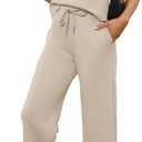 WIHOLL Summer Outfits for Women 2025 Resort Wear Matching Sets Women Clothing 2 Piece Holiday Beach Vacation Travel Airport Outfit Loungewear Lounge Sets Tracksuit, Beige, M