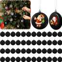 VioraWhite 48 Pcs 3.15 Inch DIY Christmas Ornaments Black Ball Ornament Xmas Plastic Matte Flat Discs Christmas Tree Hanging Ornament Decorations DIY Crafts Painting Drawing Stickers Decals