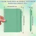 Fulmoon 120 Set Small Spiral Notebooks A6 with Pens & Holder, Forest Greens