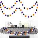 TBD Decor 2pk Halloween Decorations Pom Pom Garland,13FT Colorful Large Felt Ball Garland,Cute Hanging Halloween Party Decorations for Mantle,Indoor Birthday Party Supplies