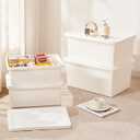 6gal+3gal high-end White multifunction storage box with lid, Set of 4 Stackable Plastic Boxes with Handles, Suitable for Garage and Home Storage, Waterproof and Moisture-Proof 2XXL+2L