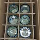 Aqua Blue Rim Hand Blown Tumbler Glasses - 100% Recycled Mexican Glassware - Artisan Crafted Drinking Glasses for Cocktails, Wine, Tequila, or Water - Set of 6 (10 oz)