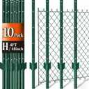AMAGABELI GARDEN & HOME Metal Fence Posts 4 Feet 10 Pack Heavy Duty No Dig Garden U Post Stakes for Wire Fence Temporary Fencing Safety Fence Plastic Mesh Fence Garden Fencing T Post for Yard Green