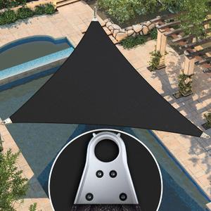 Amgo 32' x 32' x 32' Black Triangle Super Ring Sun Shade Sail Order to Make UPF50+ AGSRT Canopy Awning Shades for Patio, 98% UV Blockage, Commercial Standard Heavy Duty - 260 GSM (We Customize)
