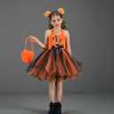 Little Girls 3PCS Halloween Layered Tulle Tutu Dress Headband and Bag Pumpkin Princess Party Cosplay Outfits Clothes (6-7 Years, Orange Black)
